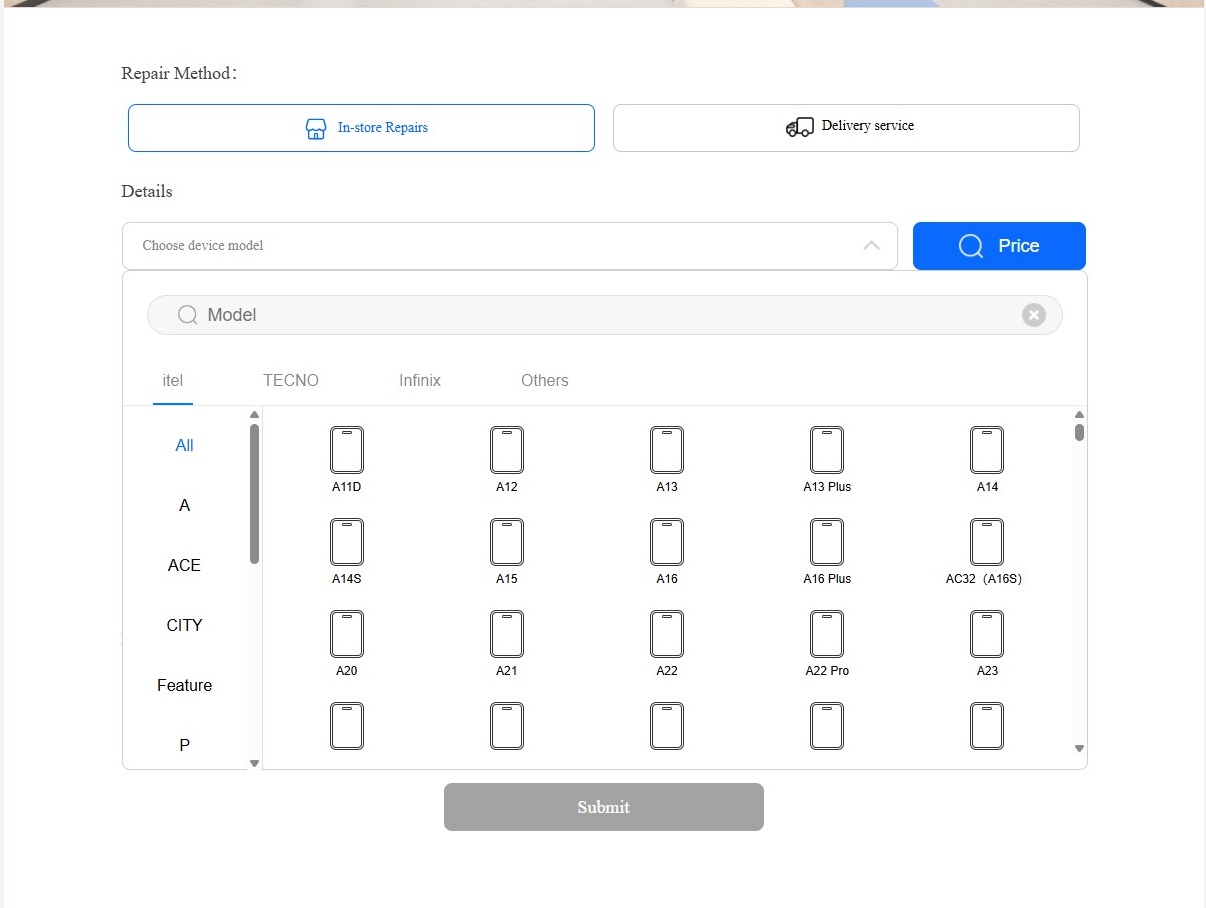 Step 3: Select the TECNO tab and find your model